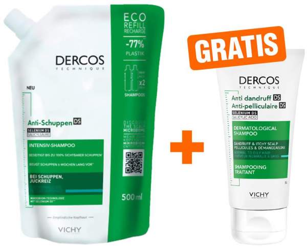 Vichy Dercos Anti-Schuppen fettige Kopfhaut Nachfüllpack 500 ml + gratis 50 ml