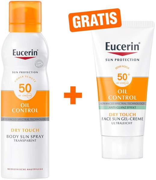 Eucerin Sun Oil Control Dry Touch LSF 50 200 ml Spray + gratis Sun Gel-Creme Oil Control 20 ml