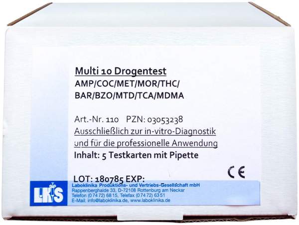 Drogentest Multi 10 Urintestkarte Lks