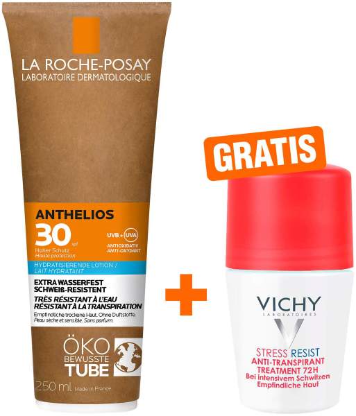 La Roche Posay Anthelios Milch LSF 30 Papp Tube 250 ml + gratis Vichy Deo Stress Resist 72h 50 ml