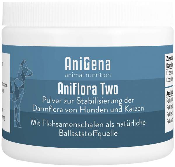 Aniflora Two Darmbakterien + Flohsamenschalen für Hunde &amp; Katzen 125 g Pulver