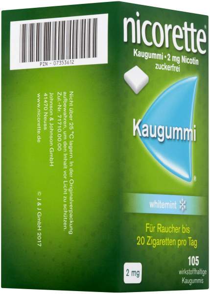 Nicorette Kaugummi 2 mg whitemint 105 Stück