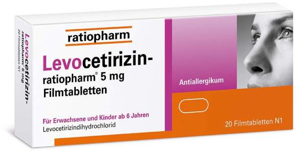 Levocetirizin Ratiopharm 5 mg 20 Filmtabletten