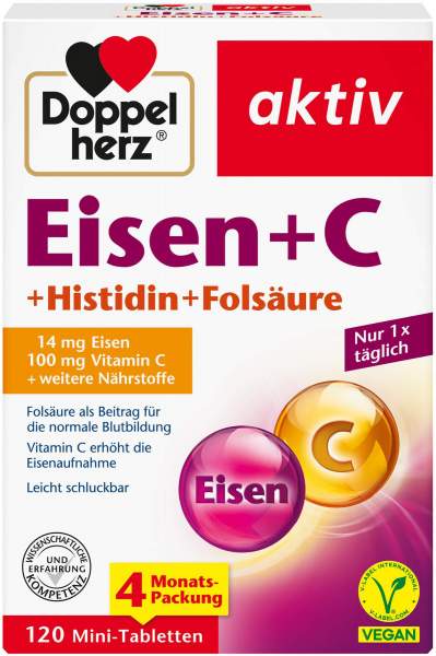 Doppelherz Eisen + Vitamin C + Histidin + Folsäure 120 Tabletten