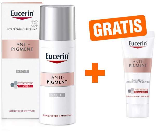 Eucerin Anti - Pigment Nachtpflege 50 ml Creme + gratis Eucerin Anti - Pigment Augenpflege Augenringe 5 ml