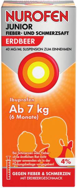Nurofen Junior Fieber- & Schmerzsaft Erdbeere 40 mg pro ml 150 ml Suspension