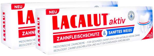 Lacalut Aktiv Zahnfleischschutz &amp; Sanftes Weiss 2 x 75 ml Zahnpasta