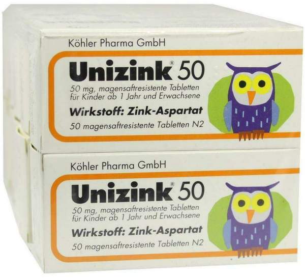 Unizink 50 Magensaftresistente Tabletten 10 X 50 Stück