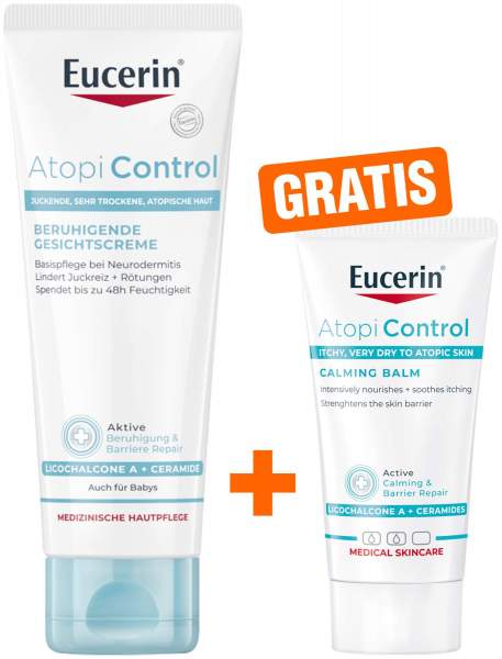 Eucerin AtopiControl Gesichtscreme 50 ml + gratis AtopiControl Balsam 20 ml