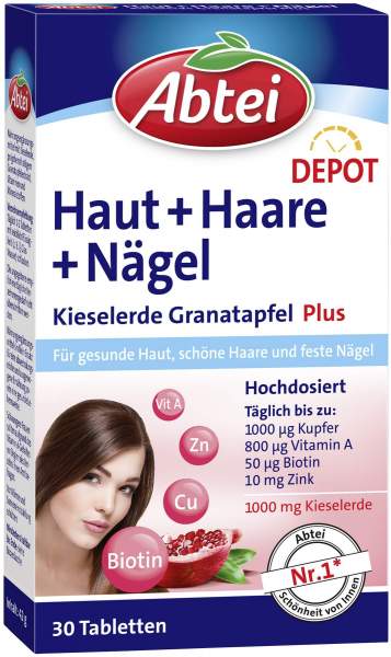 Abtei Kieselerde Plus Granatapfel Zn. Biot 30 Tabletten