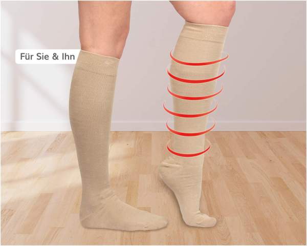 Energy Stützkniestrümpfe Unisex, beige Größe 39-42