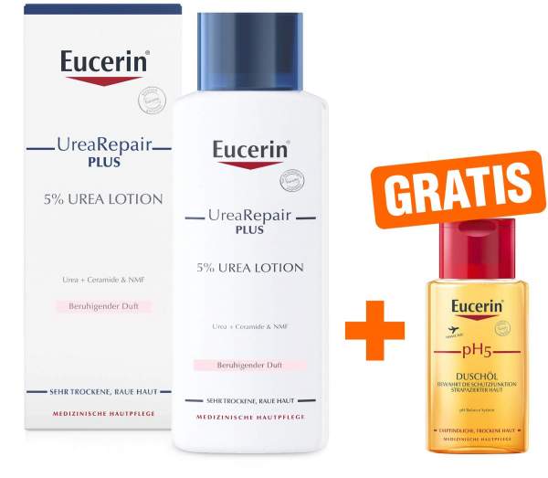 Eucerin UreaRepair Plus Lotion 5 % mit Duft 250 ml + gratis pH5 Duschöl 100 ml