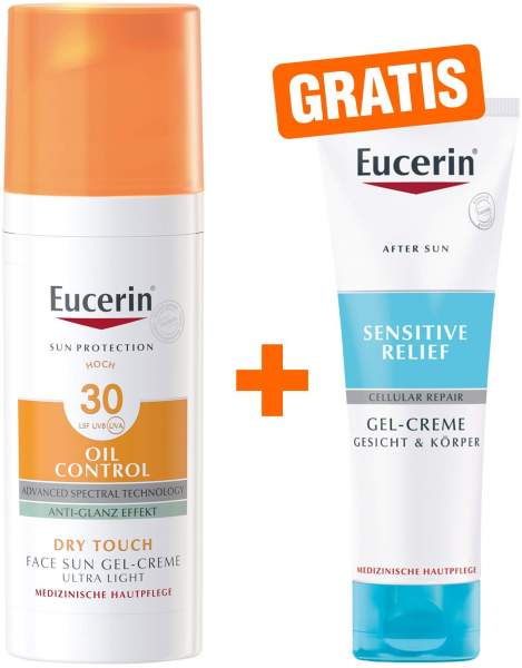 Eucerin Sun Gel-Creme Oil Control Anti Glanz Effekt LSF 30 50 ml + gratis Sensitive After Sun 50 ml