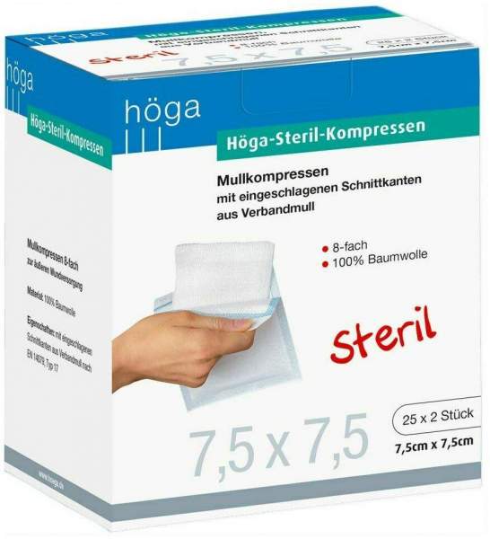 Höga Steril 25 X 2 Kompressen 7,5 X 7,5 cm 8fach
