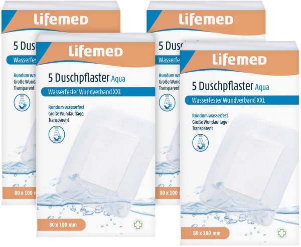 Duschpflaster XXL Aqua 4er Set 10 x 8 cm Transparent wasserfest LIFEMED