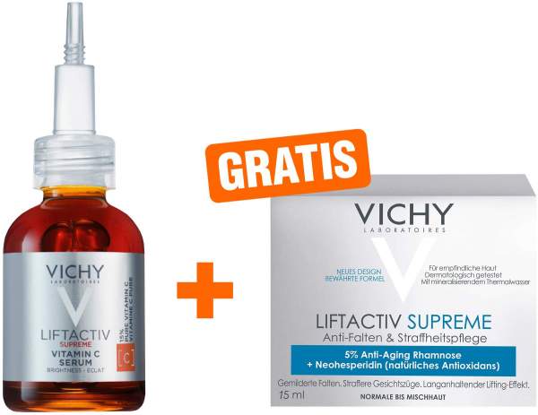 Vichy Liftactiv Vitamin C Serum 20 ml + gratis Vichy Liftactiv Supreme Tag normale Haut 15 ml