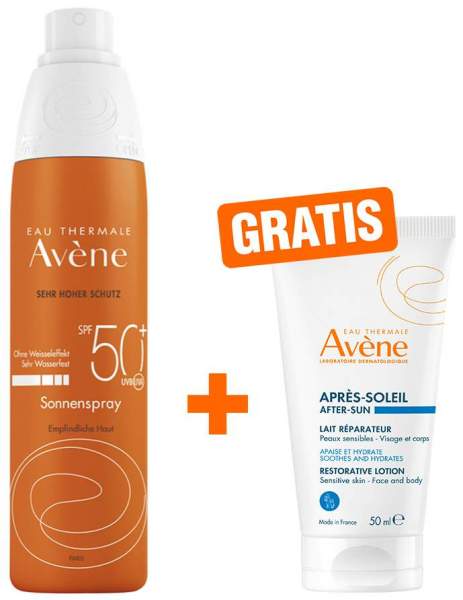 Avene SunSitive Sonnenspray SPF50+ 200 ml Spray + gratis Repair Lotion 50 ml