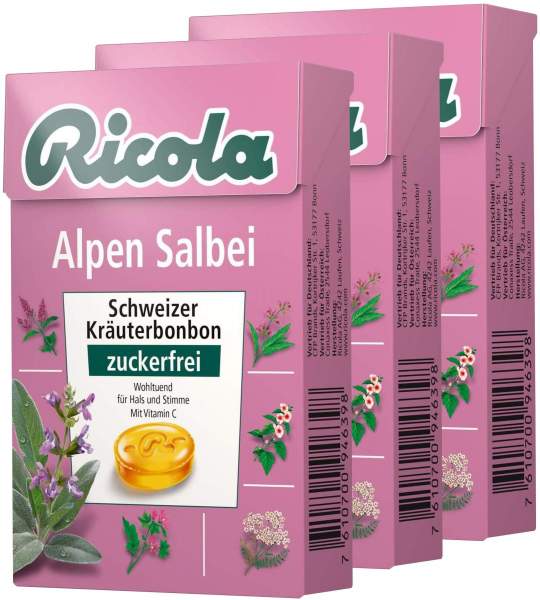 Ricola Box Alpen Salbei zuckerfrei 3 x 50 g