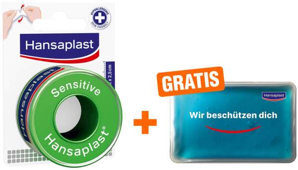 Hansaplast Fixierpflaster Sensitive 5 m x 2,5 cm 1 Rolle + gratis Cool Pack 1 Stück