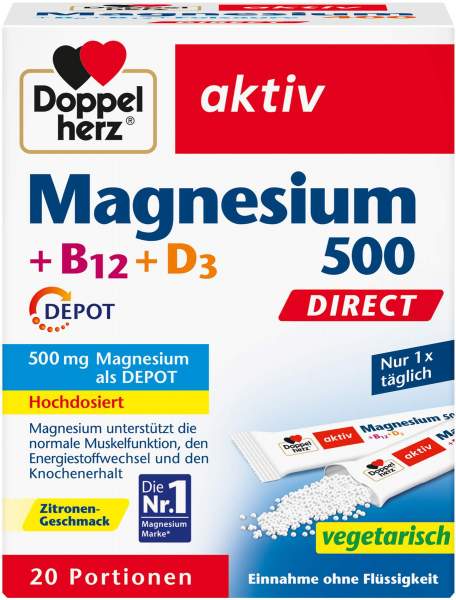 Doppelherz Aktiv Magnesium 500+B12+D3 Depot Direct 20 Portionen
