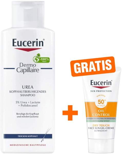 Eucerin Dermo Capillaire kopfhautberuh. Urea Shampoo 250 ml + gratis Sun Gel-Creme Oil Control 20 ml