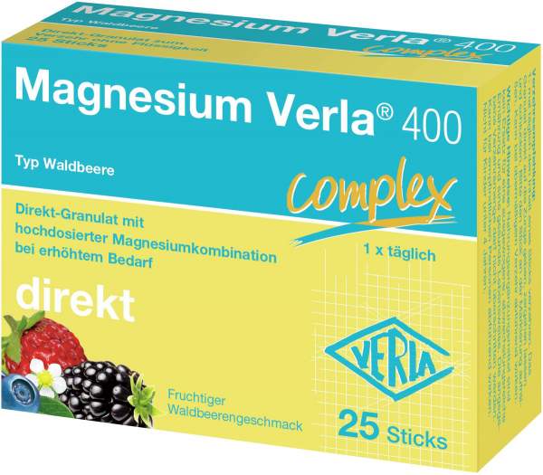 Magnesium Verla 400 Waldbeere Direkt-Granulat 25 Sticks