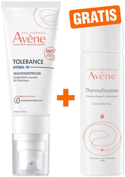 Avene Tolerance Hydra-10 Feuchtigkeitsfluid 40 ml + gratis Avene Thermalwasser Spray 50 ml