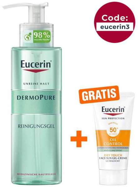 Eucerin DermoPure Reinigungsgel + gratis Sun Gel-Creme Oil Control 20 ml