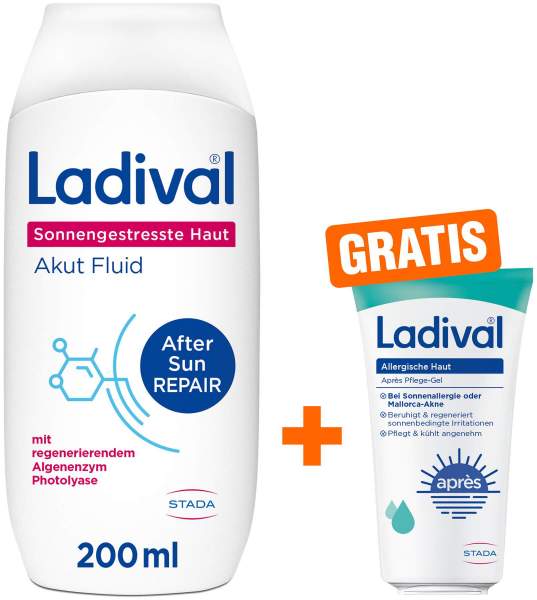 Ladival sonnengestresste Haut Akut Fluid 200 ml + gratis Ladival allergische Haut Apres Pflege-Gel 50 ml