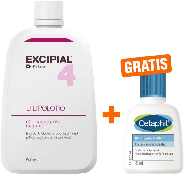 Excipial U Lipolotio 500 ml + gratis Cetaphil Reinigungslotion 29 ml