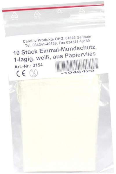 Mundschutz Papiervlies Mit Gummiband Weiß 10 Stück