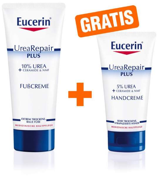Eucerin UreaRepair Plus Fußcreme 10% 100 ml + gratis UreaRepair Plus Handcreme 30 ml