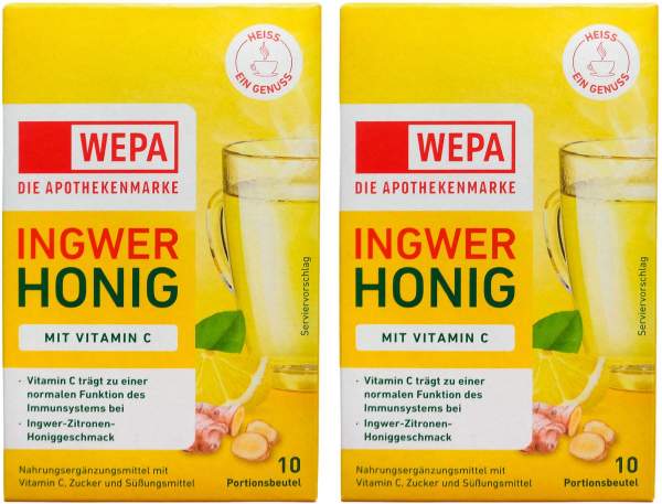 Wepa Ingwer + Honig + Vitamin CPulver 2 x 10 Beutel