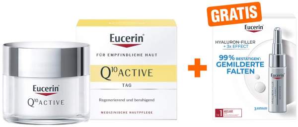 Eucerin Q10 Antifaltenpfl.Tag + gratis Hyaluron Filler 7-Tage Serum-Konzentrat 3 Ampullen