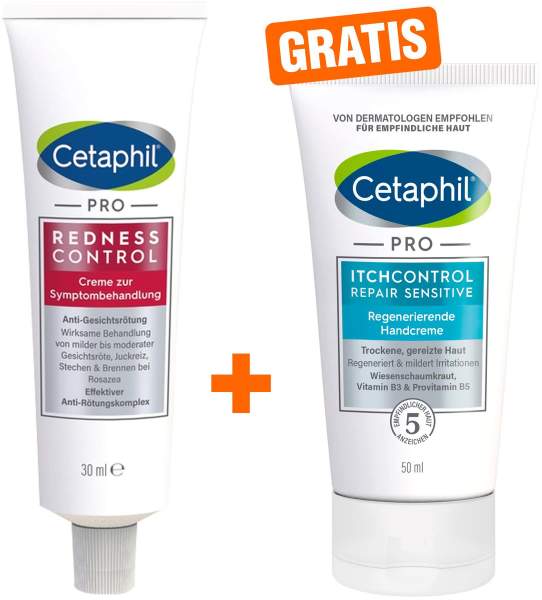 Cetaphil Redness Control 30 ml + gratis Pro Itch Control Repair sensitive Regenerierende Handcreme 50 ml