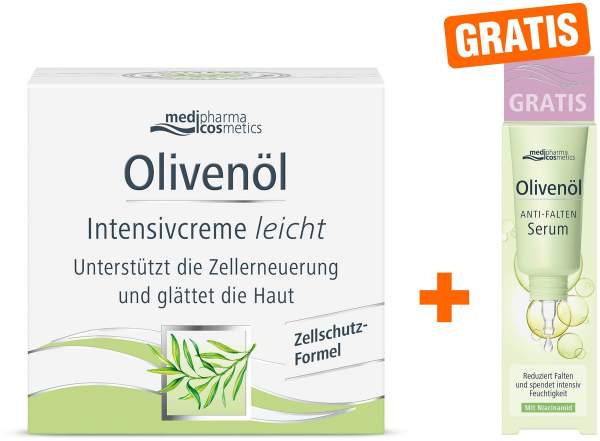medipharma cosmetics Olivenöl Intensivcreme Leicht 50 ml + gratis Olivenöl Anti-Falten Serum 5 ml