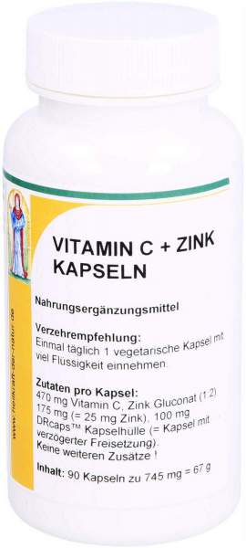 Vitamin C + Zink 25 mg 90 Kapseln