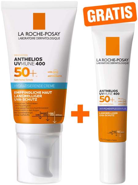 La Roche Posay Anthelios Hydratisierende Creme UVMune 400 LSF 50+ 50 ml + gratis La Roche Posay Anti-Pigment Fluid 15 ml