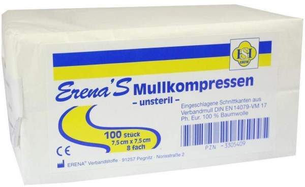 Erena Unsteril Mullkompresse7,5x7,5cm 8-Fach