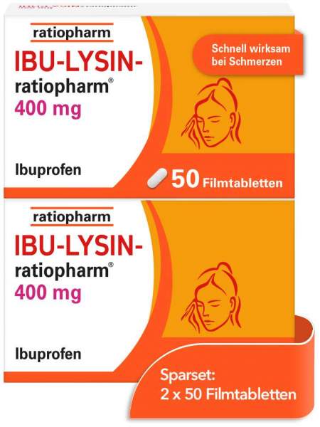 Ibu Lysin Ratiopharm 400 mg 2 x 50 Filmtabletten