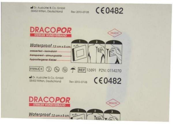 Dracopor Waterproof Wundverband Steril 5 cm X 7,2 cm 1 Verband