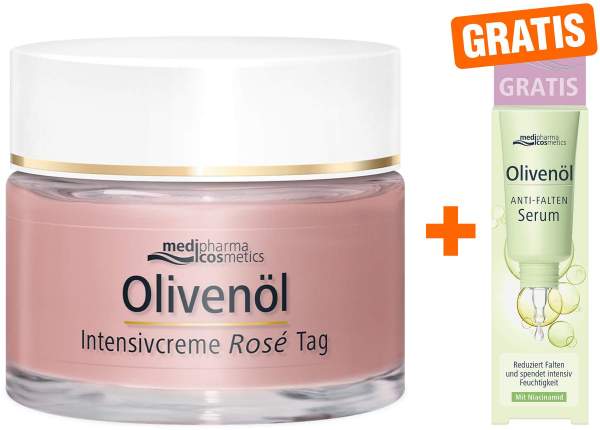 medipharma cosmetics Olivenöl intensiv Rose Tagescreme 50 ml + gratis Olivenöl Anti-Falten Serum 5 ml