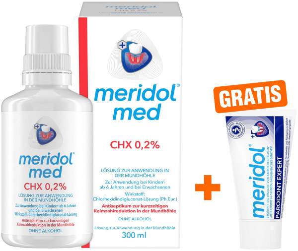 Meridol med CHX 0,2% 300 ml Spülung + gratis Parodont Expert 20 ml