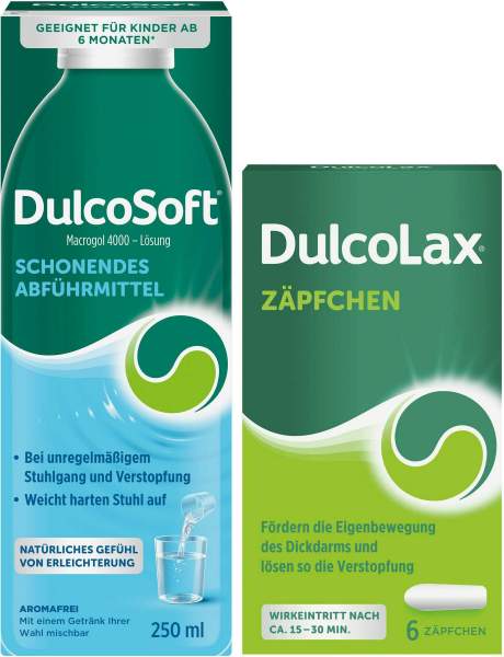 Dulcosoft Lösung 250 ml + Dulcolax Suppositorien 6 Stück