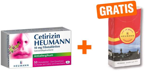 Cetirizin Heumann 10 mg 50 Filmtabletten + Gratis Taschentücher
