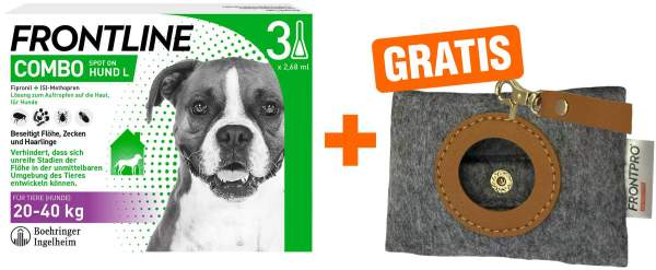 Frontline Combo Spot on Hund L 20-40 kg 3 Pipetten + gratis Frontline Hundekotbeutelspender