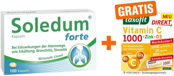 Soledum Kapseln Forte 100 magensaftresistente Kapseln + gratis Taxofit Vitamin C 1000 direkt Granulat 5 Beutel