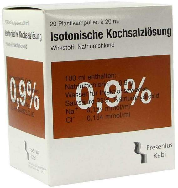 Kochsalzlösung 0,9% 20 X 20 ml Ampullen