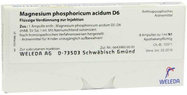 Weleda Magnesium Phosphoricum Acidum D6 8 X 1 ml Ampullen