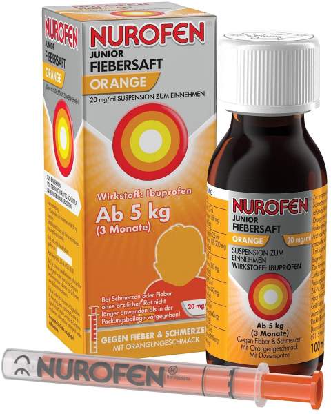 Nurofen Junior Fieber- &amp; Schmerzsaft Orange 20 mg pro ml 100 ml